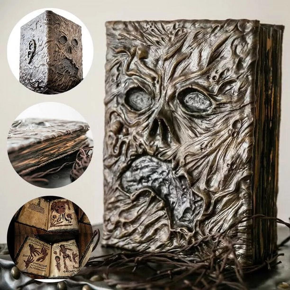 Hanoxe Necronomicon Evil Dead Necronomicon Book of The Dead Spellbook Leather Hardcover Necronomicon Journal Spells Decoration Lovecraft Horror Movie Prop Decor Notebook