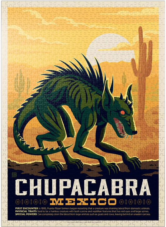 Mypuzzle Mythical Creatures: Chupacabra, Vintage Poster - Premium 1000 Piece Jigsaw Puzzle for Adults